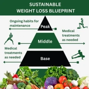 2nd Body Image (26) “Weight Loss Success Pyramid” — foundation is healthy habits, middle is medication or surgery, top is long-term maintenance.